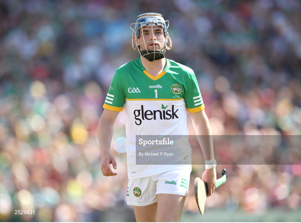 4 June 2023; Offaly goalkeeper Mark Troy during the O’Neills.com GAA Hurling All-Ireland U20 Championship Final match between Cork and Offaly at FBD Semple Stadium in Thurles, Tipperary. Photo by Michael P Ryan/Sportsfile
