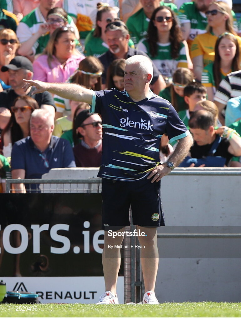 4 June 2023; Offaly manager Leo O'Connor during the O’Neills.com GAA Hurling All-Ireland U20 Championship Final match between Cork and Offaly at FBD Semple Stadium in Thurles, Tipperary. Photo by Michael P Ryan/Sportsfile