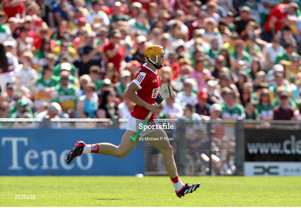 4 June 2023; Michael Mullins of Cork celebrates after scoring his side's second goal during the O’Neills.com GAA Hurling All-Ireland U20 Championship Final match between Cork and Offaly at FBD Semple Stadium in Thurles, Tipperary. Photo by Michael P Ryan/Sportsfile