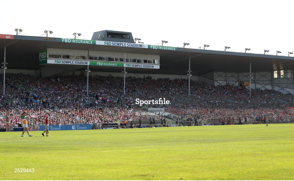 4 June 2023; A general view of supporters during the O’Neills.com GAA Hurling All-Ireland U20 Championship Final match between Cork and Offaly at FBD Semple Stadium in Thurles, Tipperary. Photo by Michael P Ryan/Sportsfile