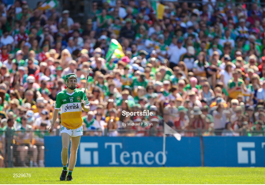 4 June 2023; Adam Screeney of Offaly during the O’Neills.com GAA Hurling All-Ireland U20 Championship Final match between Cork and Offaly at FBD Semple Stadium in Thurles, Tipperary. Photo by Michael P Ryan/Sportsfile