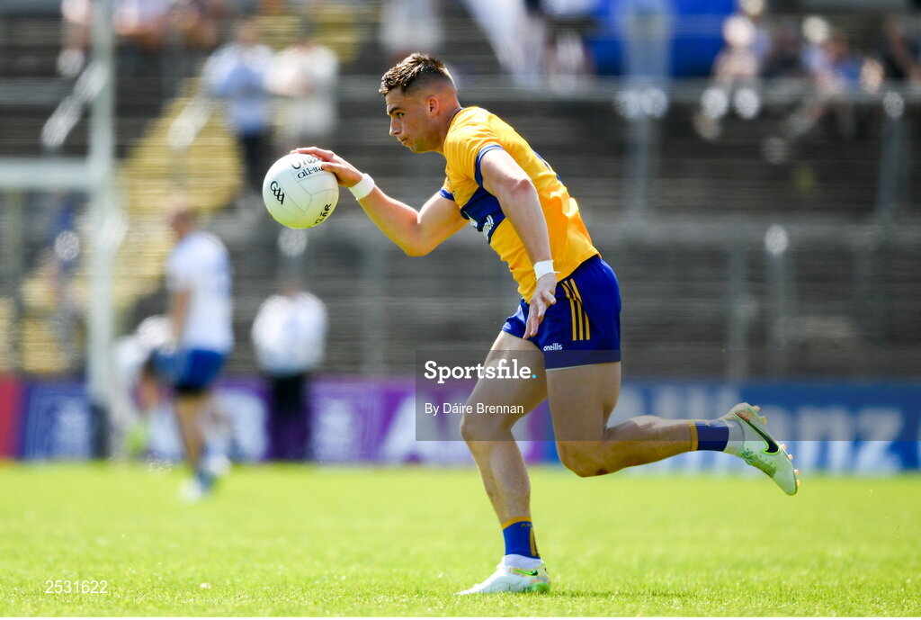 4 June 2023; Jamie Malone of Clare during the GAA Football All-Ireland Senior Championship Round 2 match between Monaghan and Clare at St Tiernach's Park in Clones, Monaghan. Photo by Daire Brennan/Sportsfile