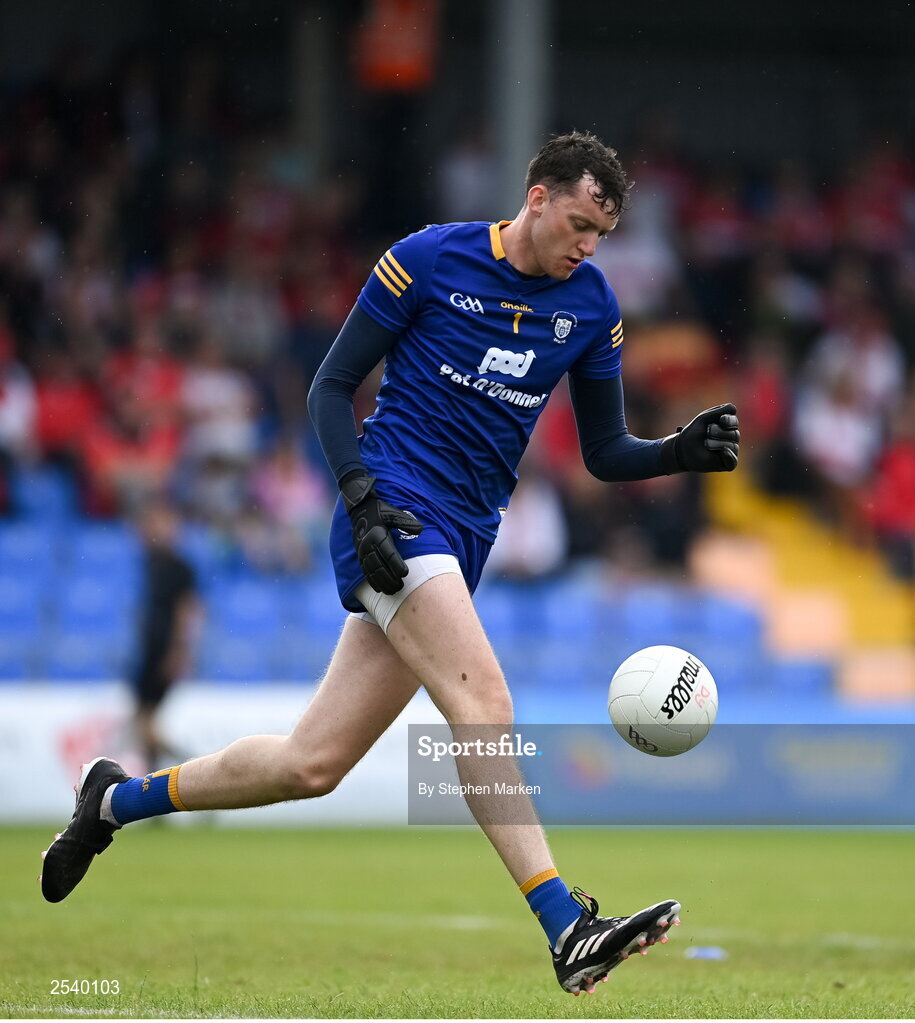 17 June 2023; Clare goalkeeper Stephen Ryan during the GAA Football All-Ireland Senior Championship Round 3 match between Derry and Clare at Glennon Brothers Pearse Park in Longford. Photo by Stephen Marken/Sportsfile