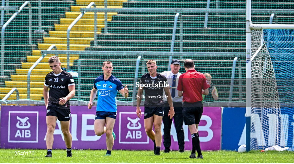 18 June 2023; Con O'Callaghan of Dublin celebrates after scoring his side's first goal during the GAA Football All-Ireland Senior Championship Round 3 match between Dublin and Sligo at Kingspan Breffni in Cavan. Photo by Ramsey Cardy/Sportsfile