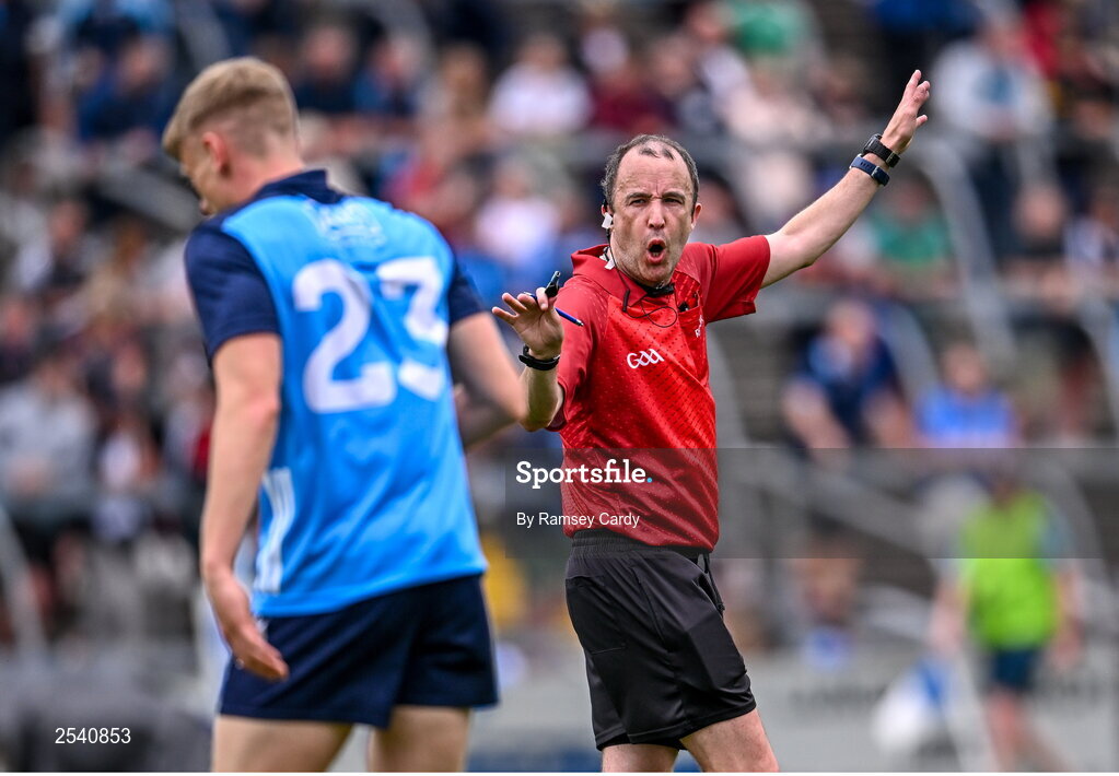 18 June 2023; Referee Niall Cullen during the GAA Football All-Ireland Senior Championship Round 3 match between Dublin and Sligo at Kingspan Breffni in Cavan. Photo by Ramsey Cardy/Sportsfile