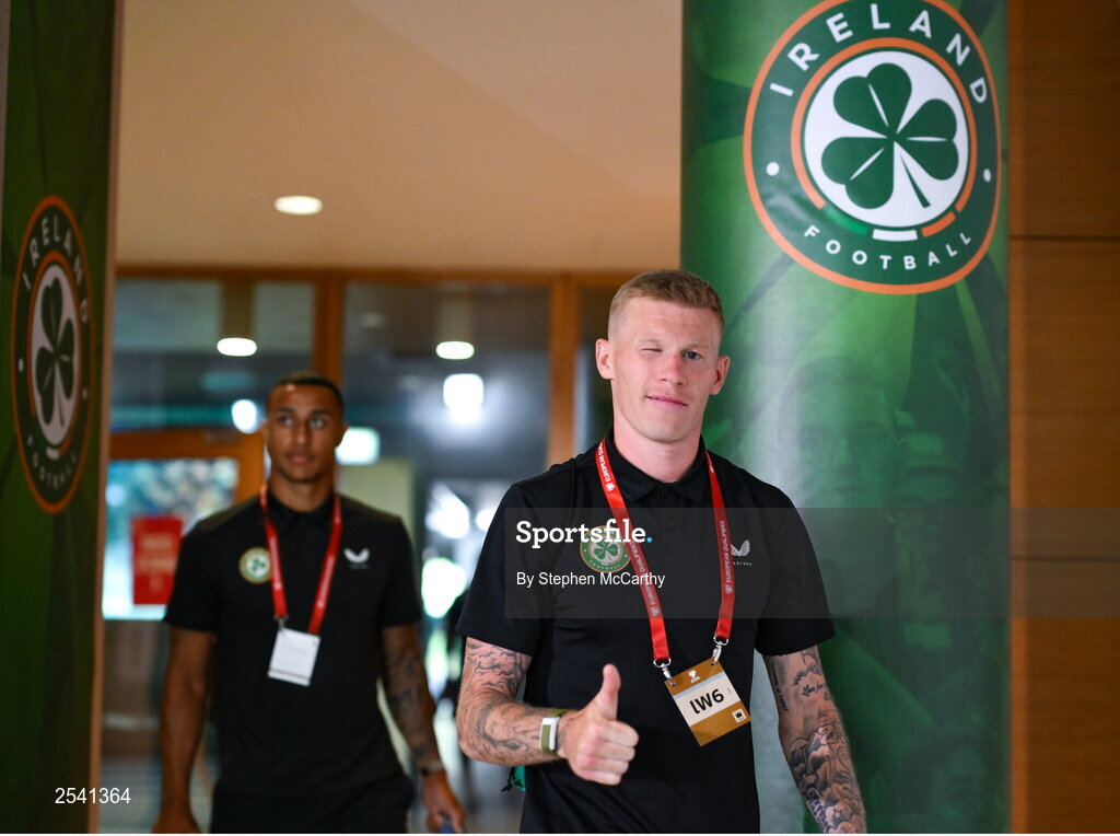 19 June 2023; Republic of Ireland captain James McClean arrives before the UEFA EURO 2024 Championship qualifying group B match between Republic of Ireland and Gibraltar at the Aviva Stadium in Dublin. Photo by Stephen McCarthy/Sportsfile
