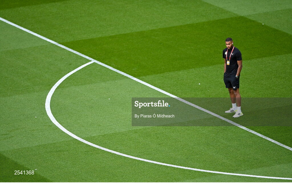 19 June 2023; Republic of Ireland goalkeeper Gavin Bazunu walks the pitch before the UEFA EURO 2024 Championship qualifying group B match between Republic of Ireland and Gibraltar at the Aviva Stadium in Dublin. Photo by Piaras Ó Mídheach/Sportsfile