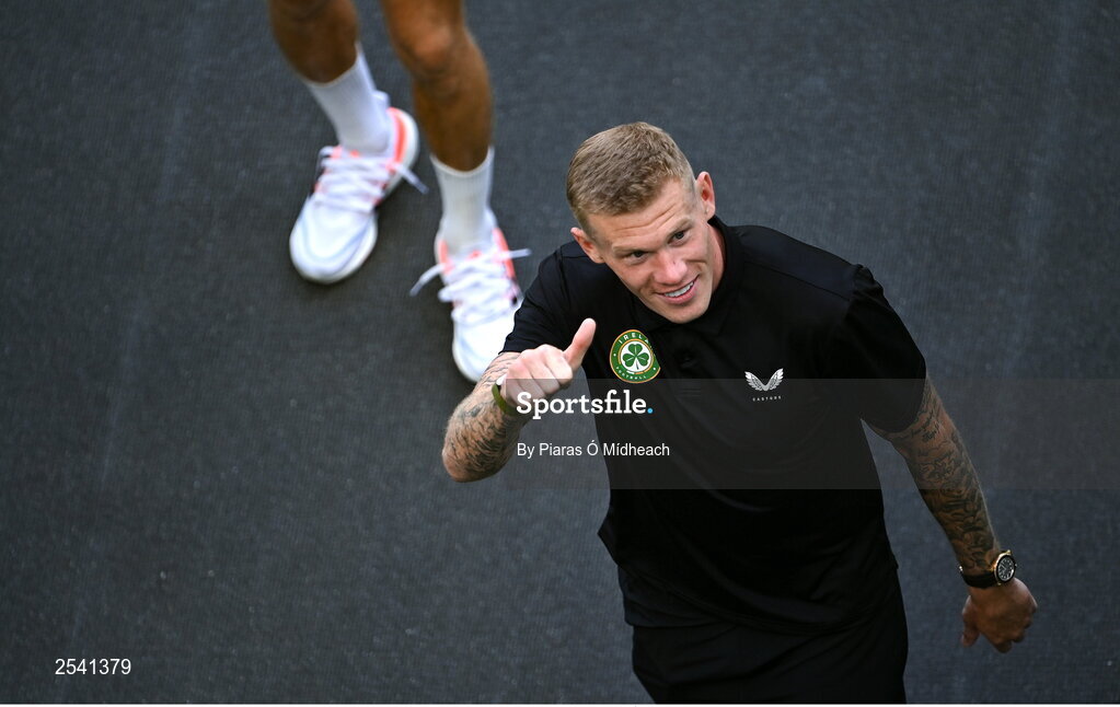 19 June 2023; Republic of Ireland captain James McClean arrives before the UEFA EURO 2024 Championship qualifying group B match between Republic of Ireland and Gibraltar at the Aviva Stadium in Dublin. Photo by Piaras Ó Mídheach/Sportsfile