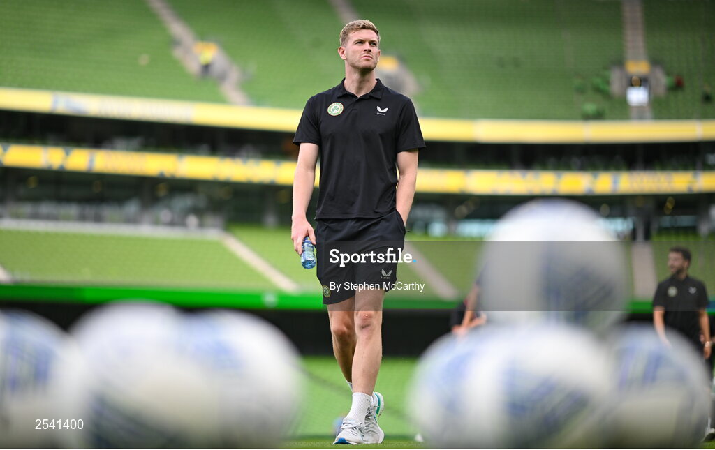 19 June 2023; Nathan Collins of Republic of Ireland before the UEFA EURO 2024 Championship qualifying group B match between Republic of Ireland and Gibraltar at the Aviva Stadium in Dublin. Photo by Stephen McCarthy/Sportsfile