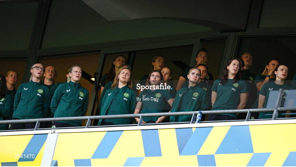 19 June 2023; Members of the Women's National team at the UEFA EURO 2024 Championship qualifying group B match between Republic of Ireland and Gibraltar at the Aviva Stadium in Dublin. Photo by Seb Daly/Sportsfile