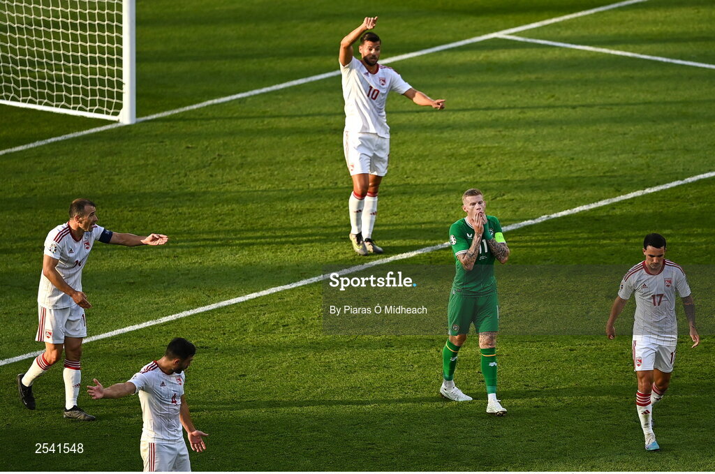 19 June 2023; James McClean of Republic of Ireland reacts after a missed chance during the UEFA EURO 2024 Championship qualifying group B match between Republic of Ireland and Gibraltar at the Aviva Stadium in Dublin. Photo by Piaras Ó Mídheach/Sportsfile