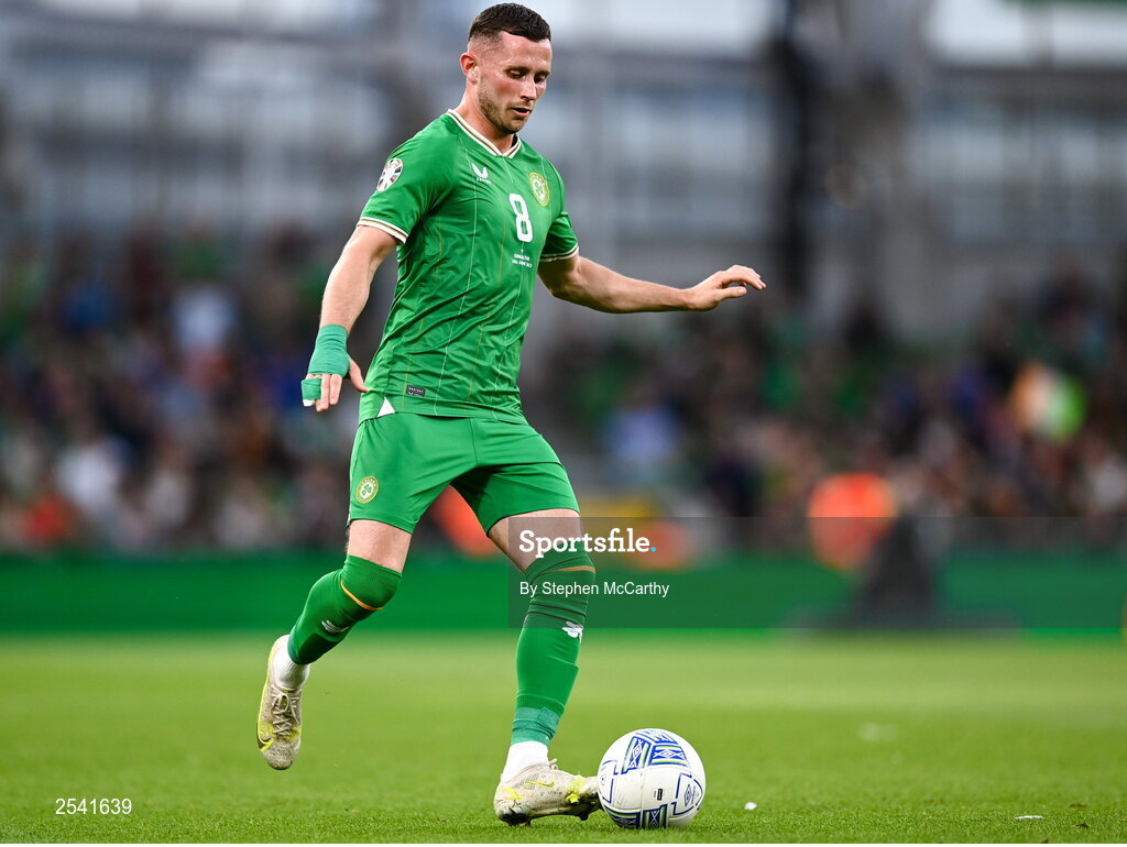 19 June 2023; Alan Browne of Republic of Ireland during the UEFA EURO 2024 Championship qualifying group B match between Republic of Ireland and Gibraltar at the Aviva Stadium in Dublin. Photo by Stephen McCarthy/Sportsfile