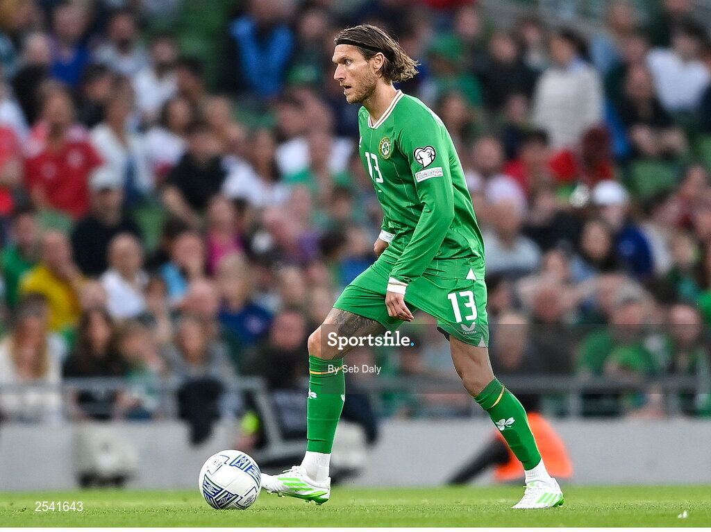 19 June 2023; Jeff Hendrick of Republic of Ireland during the UEFA EURO 2024 Championship qualifying group B match between Republic of Ireland and Gibraltar at the Aviva Stadium in Dublin. Photo by Seb Daly/Sportsfile