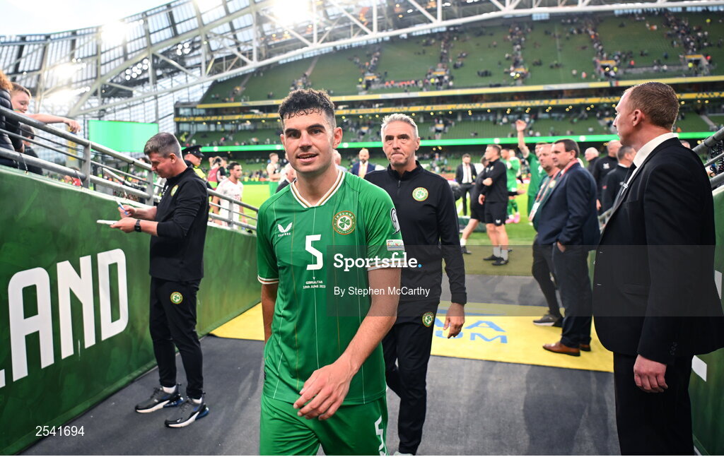 19 June 2023; John Egan of Republic of Ireland after the UEFA EURO 2024 Championship qualifying group B match between Republic of Ireland and Gibraltar at the Aviva Stadium in Dublin. Photo by Stephen McCarthy/Sportsfile