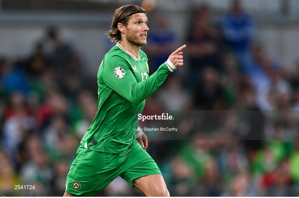 19 June 2023; Jeff Hendrick of Republic of Ireland comes on as a substitute during the UEFA EURO 2024 Championship qualifying group B match between Republic of Ireland and Gibraltar at the Aviva Stadium in Dublin. Photo by Stephen McCarthy/Sportsfile