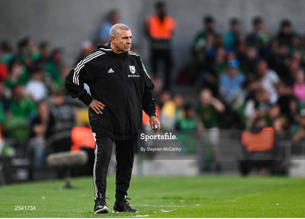 19 June 2023; Gibraltar manager Julio Ribas during the UEFA EURO 2024 Championship qualifying group B match between Republic of Ireland and Gibraltar at the Aviva Stadium in Dublin. Photo by Stephen McCarthy/Sportsfile