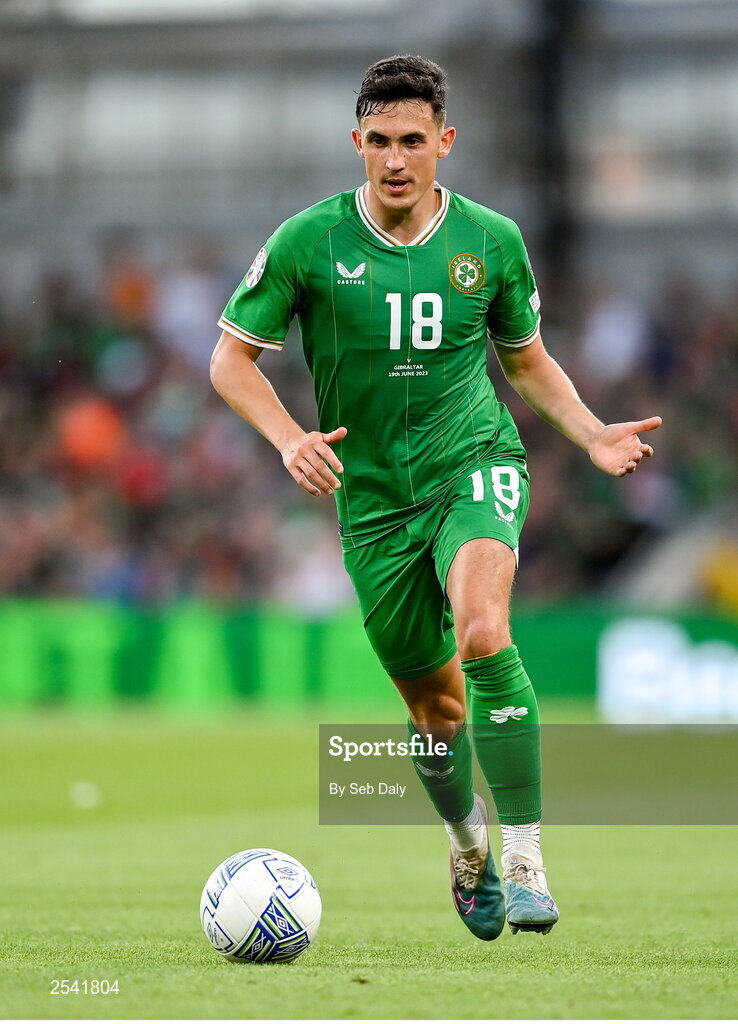 19 June 2023; Jamie McGrath of Republic of Ireland during the UEFA EURO 2024 Championship qualifying group B match between Republic of Ireland and Gibraltar at the Aviva Stadium in Dublin. Photo by Seb Daly/Sportsfile