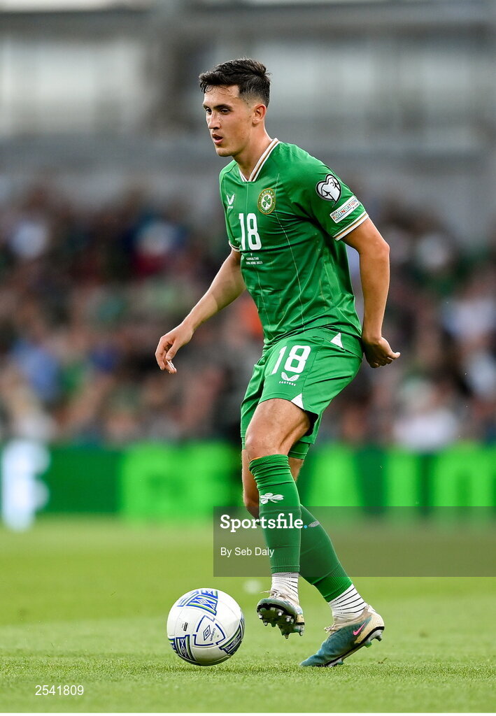 19 June 2023; Jamie McGrath of Republic of Ireland during the UEFA EURO 2024 Championship qualifying group B match between Republic of Ireland and Gibraltar at the Aviva Stadium in Dublin. Photo by Seb Daly/Sportsfile