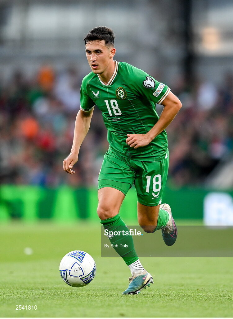 19 June 2023; Jamie McGrath of Republic of Ireland during the UEFA EURO 2024 Championship qualifying group B match between Republic of Ireland and Gibraltar at the Aviva Stadium in Dublin. Photo by Seb Daly/Sportsfile