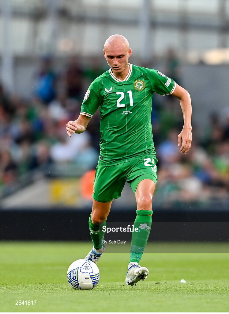 19 June 2023; Will Smallbone of Republic of Ireland during the UEFA EURO 2024 Championship qualifying group B match between Republic of Ireland and Gibraltar at the Aviva Stadium in Dublin. Photo by Seb Daly/Sportsfile