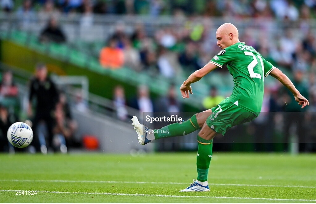 19 June 2023; Will Smallbone of Republic of Ireland during the UEFA EURO 2024 Championship qualifying group B match between Republic of Ireland and Gibraltar at the Aviva Stadium in Dublin. Photo by Seb Daly/Sportsfile