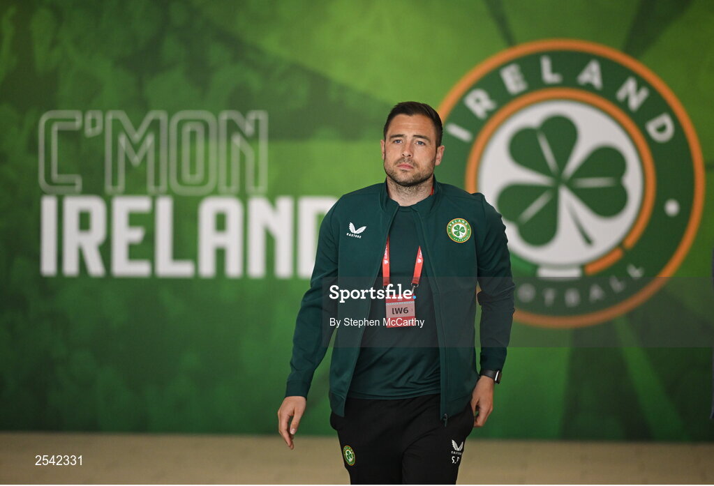 19 June 2023; Republic of Ireland coach Stephen Rice before the UEFA EURO 2024 Championship qualifying group B match between Republic of Ireland and Gibraltar at the Aviva Stadium in Dublin. Photo by Stephen McCarthy/Sportsfile