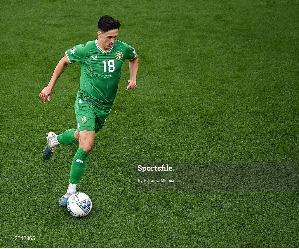 19 June 2023; Jamie McGrath of Republic of Ireland during the UEFA EURO 2024 Championship qualifying group B match between Republic of Ireland and Gibraltar at the Aviva Stadium in Dublin. Photo by Piaras Ó Mídheach/Sportsfile