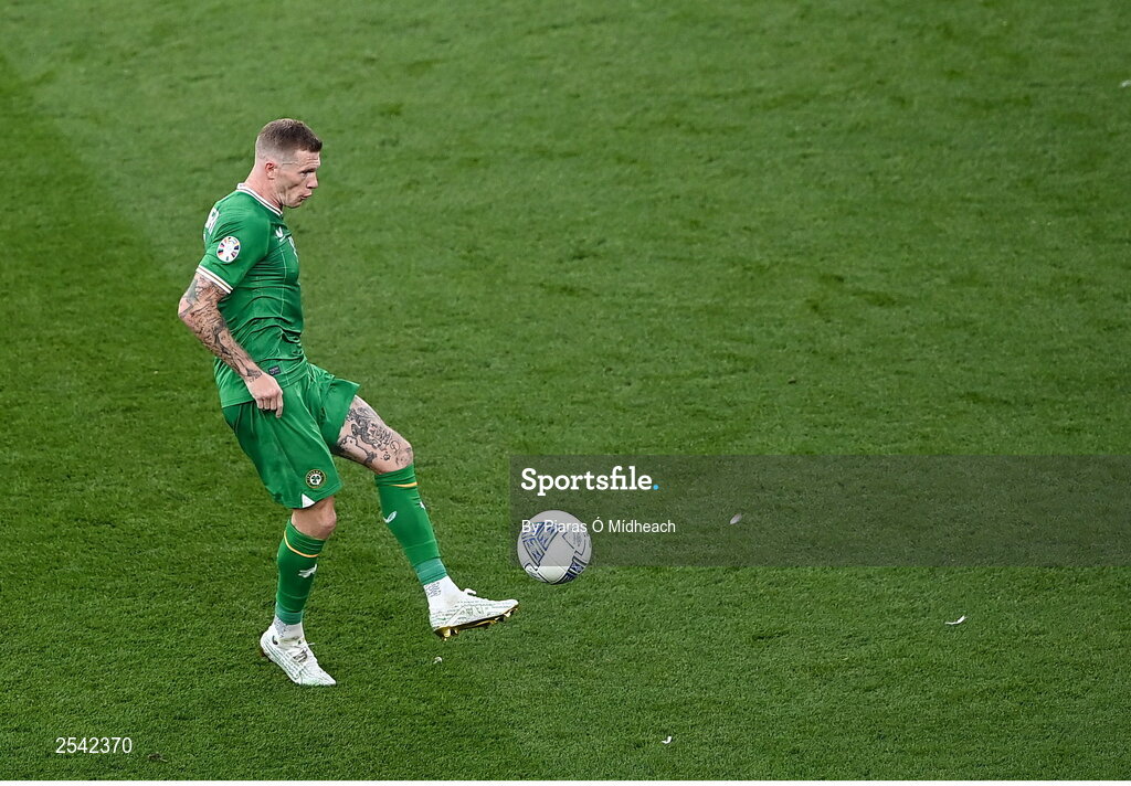 19 June 2023; James McClean of Republic of Ireland during the UEFA EURO 2024 Championship qualifying group B match between Republic of Ireland and Gibraltar at the Aviva Stadium in Dublin. Photo by Piaras Ó Mídheach/Sportsfile