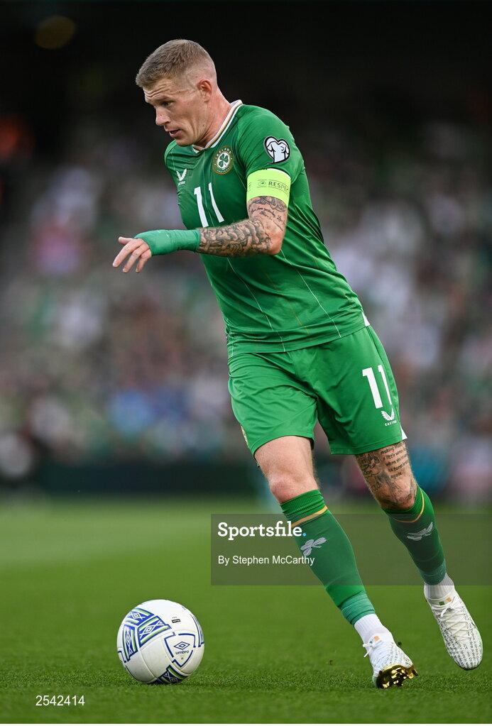 19 June 2023; James McClean of Republic of Ireland during the UEFA EURO 2024 Championship qualifying group B match between Republic of Ireland and Gibraltar at the Aviva Stadium in Dublin. Photo by Stephen McCarthy/Sportsfile