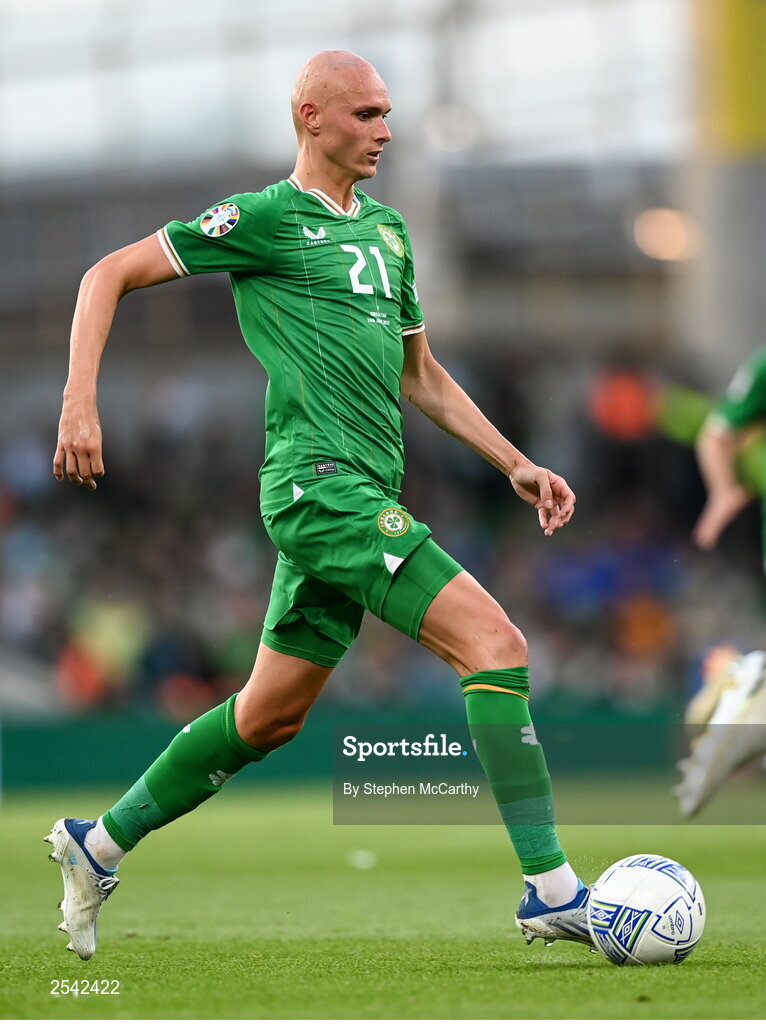 19 June 2023; Will Smallbone of Republic of Ireland during the UEFA EURO 2024 Championship qualifying group B match between Republic of Ireland and Gibraltar at the Aviva Stadium in Dublin. Photo by Stephen McCarthy/Sportsfile