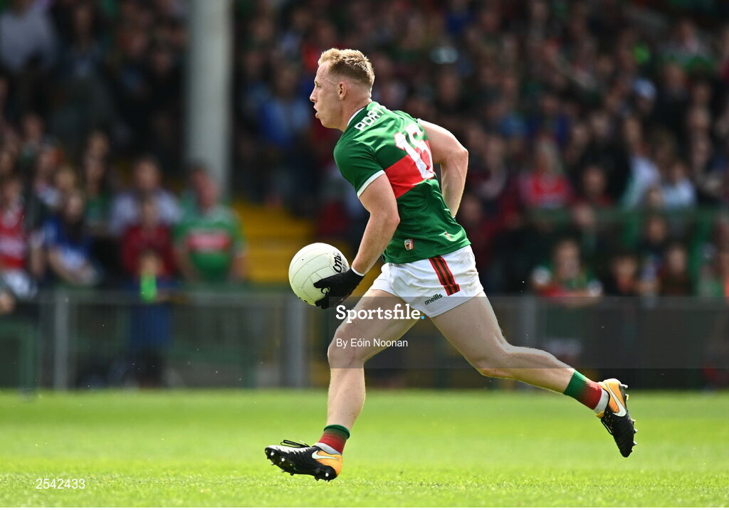 18 June 2023; Ryan O'Donoghue of Mayo during the GAA Football All-Ireland Senior Championship Round 3 match between Cork and Mayo at TUS Gaelic Grounds in Limerick. Photo by Eóin Noonan/Sportsfile