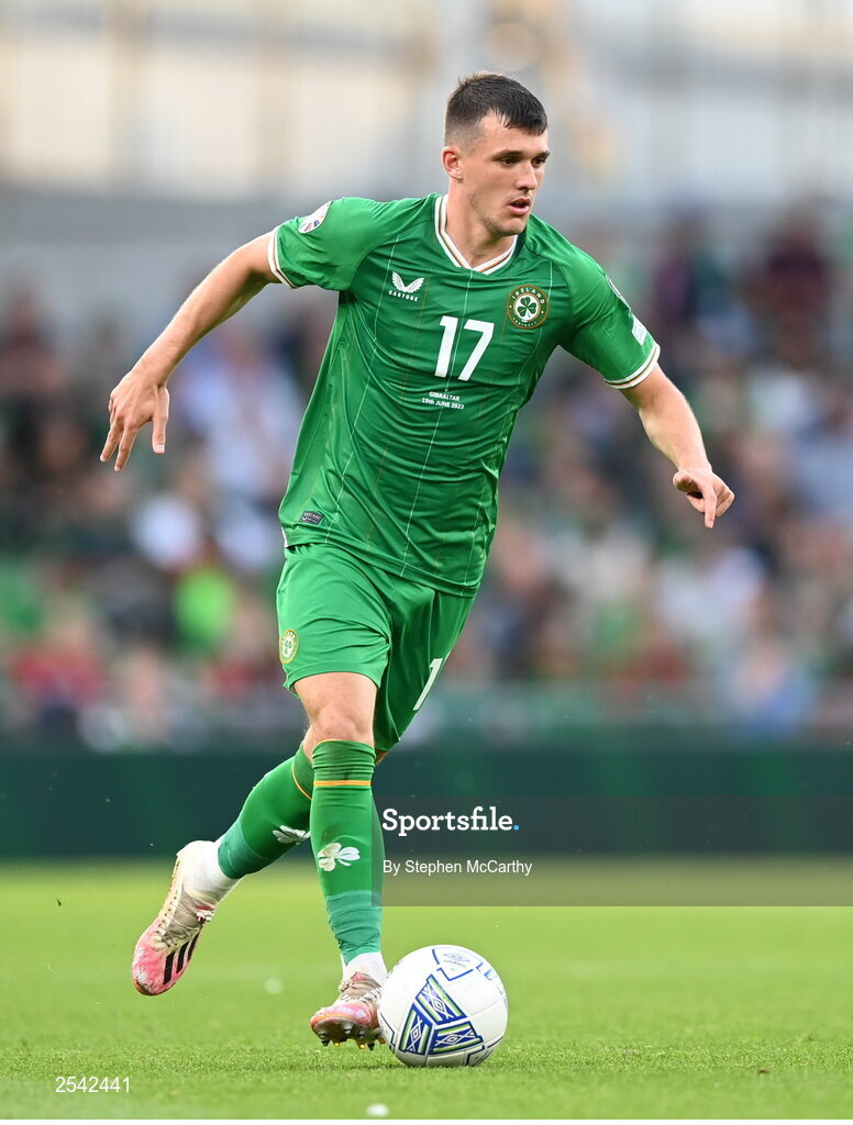 19 June 2023; Jason Knight of Republic of Ireland during the UEFA EURO 2024 Championship qualifying group B match between Republic of Ireland and Gibraltar at the Aviva Stadium in Dublin. Photo by Stephen McCarthy/Sportsfile