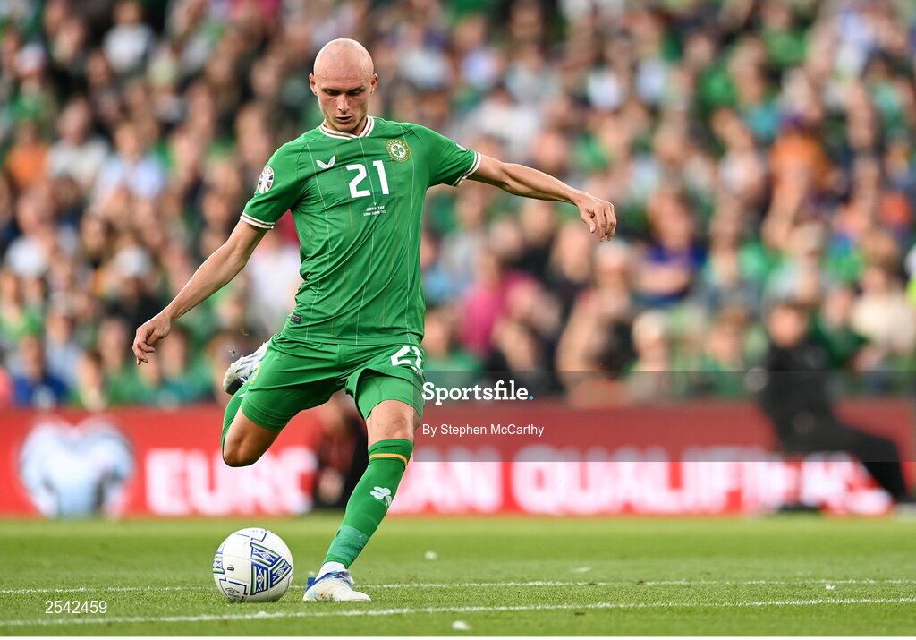19 June 2023; Will Smallbone of Republic of Ireland during the UEFA EURO 2024 Championship qualifying group B match between Republic of Ireland and Gibraltar at the Aviva Stadium in Dublin. Photo by Stephen McCarthy/Sportsfile