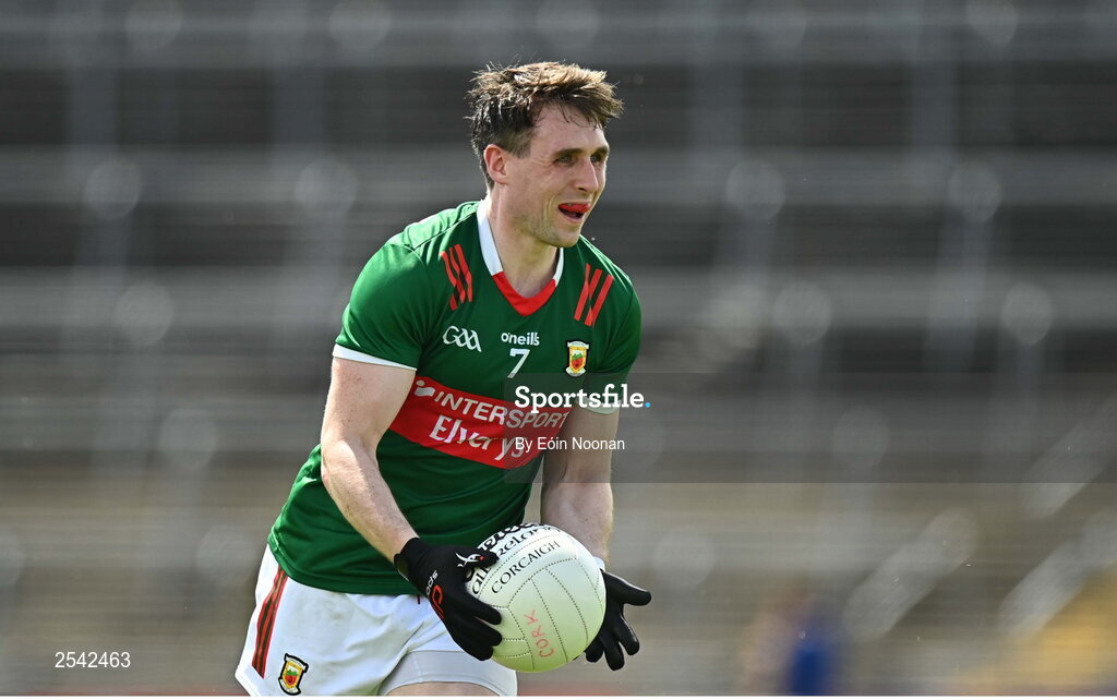 18 June 2023; Paddy Durcan of Mayo during the GAA Football All-Ireland Senior Championship Round 3 match between Cork and Mayo at TUS Gaelic Grounds in Limerick. Photo by Eóin Noonan/Sportsfile