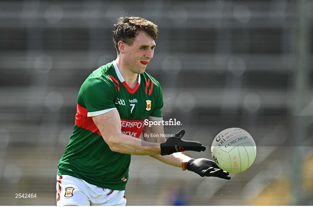 18 June 2023; Paddy Durcan of Mayo during the GAA Football All-Ireland Senior Championship Round 3 match between Cork and Mayo at TUS Gaelic Grounds in Limerick. Photo by Eóin Noonan/Sportsfile