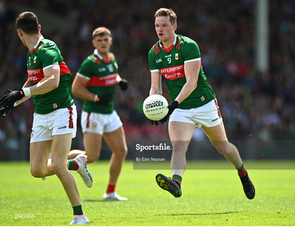 18 June 2023; Matthew Ruane of Mayo during the GAA Football All-Ireland Senior Championship Round 3 match between Cork and Mayo at TUS Gaelic Grounds in Limerick. Photo by Eóin Noonan/Sportsfile