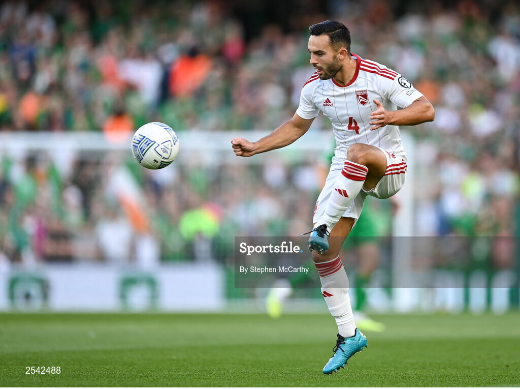 19 June 2023; John Sergeant of Gibraltar during the UEFA EURO 2024 Championship qualifying group B match between Republic of Ireland and Gibraltar at the Aviva Stadium in Dublin. Photo by Stephen McCarthy/Sportsfile