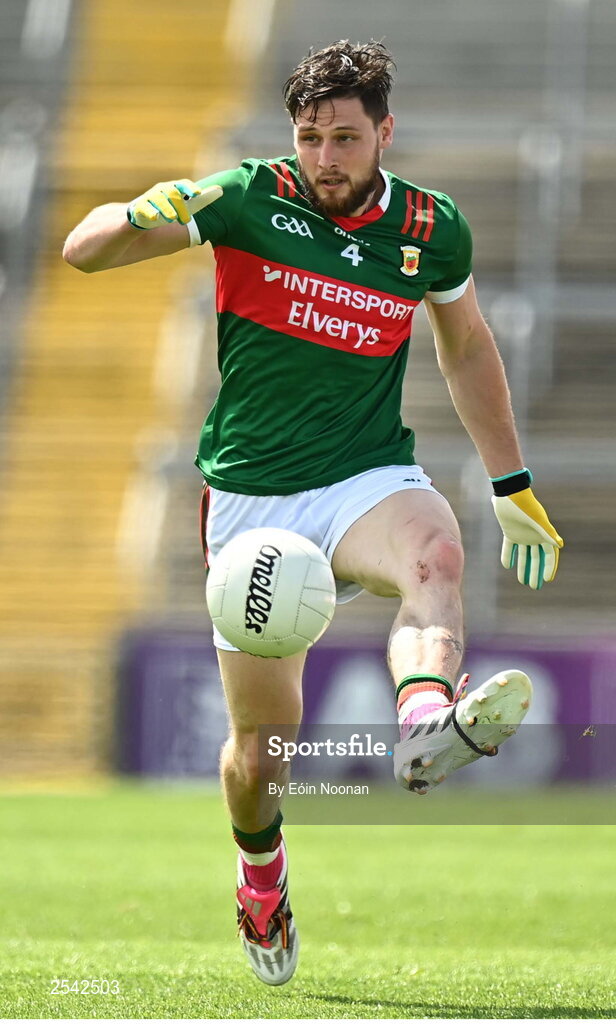 18 June 2023; Pádraig O’Hora of Mayo during the GAA Football All-Ireland Senior Championship Round 3 match between Cork and Mayo at TUS Gaelic Grounds in Limerick. Photo by Eóin Noonan/Sportsfile