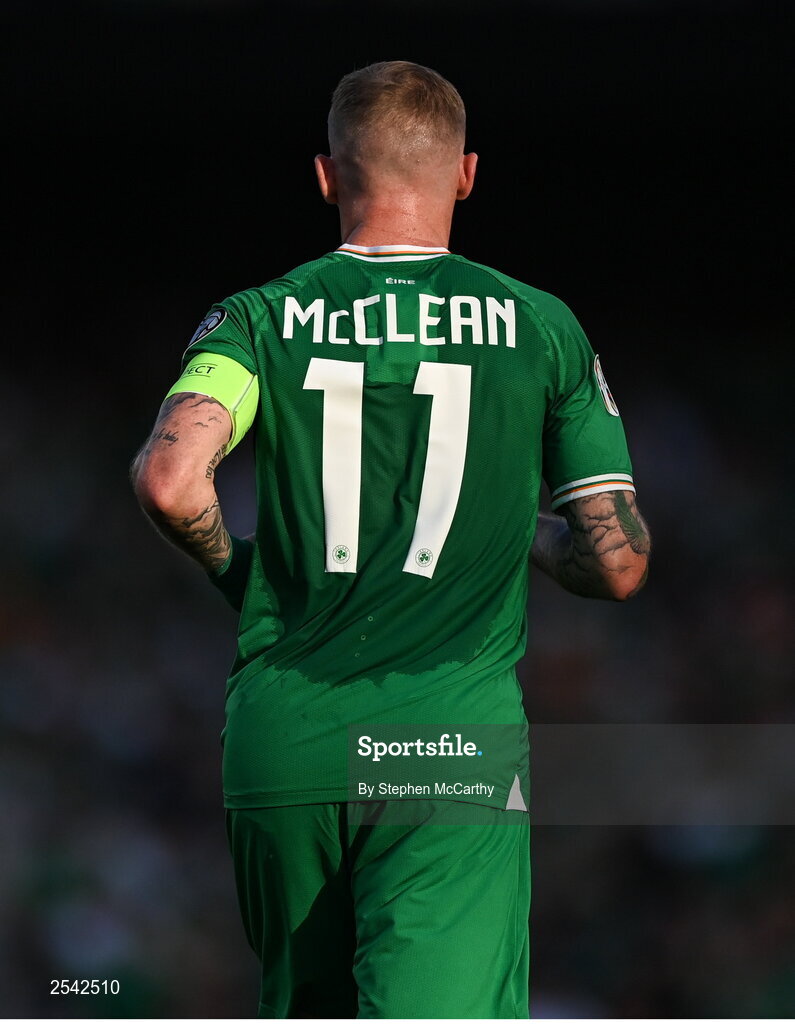 19 June 2023; James McClean of Republic of Ireland during the UEFA EURO 2024 Championship qualifying group B match between Republic of Ireland and Gibraltar at the Aviva Stadium in Dublin. Photo by Stephen McCarthy/Sportsfile