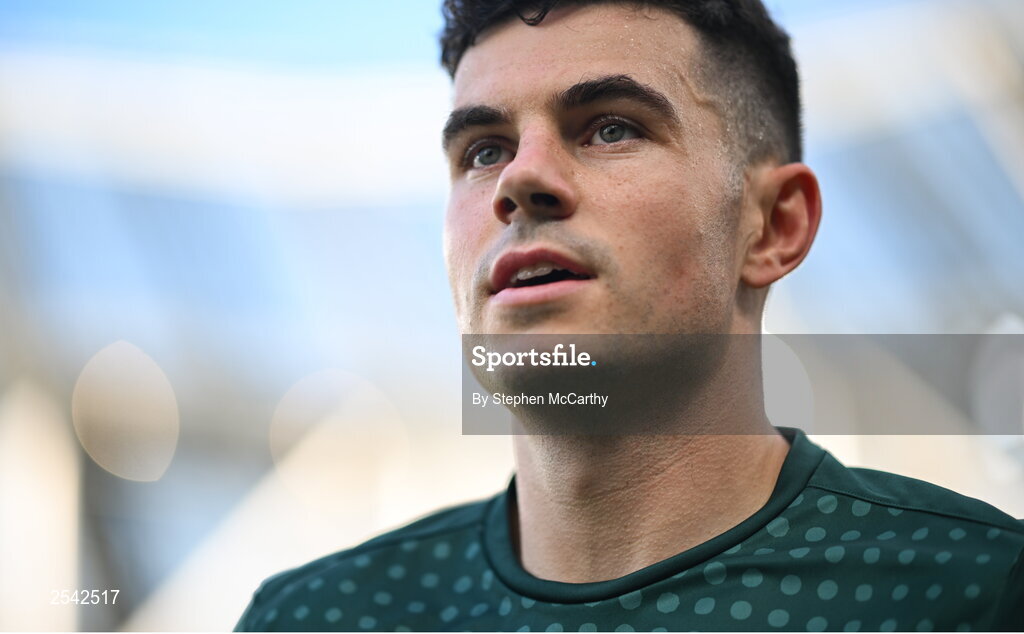 19 June 2023; John Egan of Republic of Ireland before the UEFA EURO 2024 Championship qualifying group B match between Republic of Ireland and Gibraltar at the Aviva Stadium in Dublin. Photo by Stephen McCarthy/Sportsfile