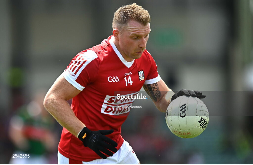 18 June 2023; Brian Hurley of Cork during the GAA Football All-Ireland Senior Championship Round 3 match between Cork and Mayo at TUS Gaelic Grounds in Limerick. Photo by Eóin Noonan/Sportsfile