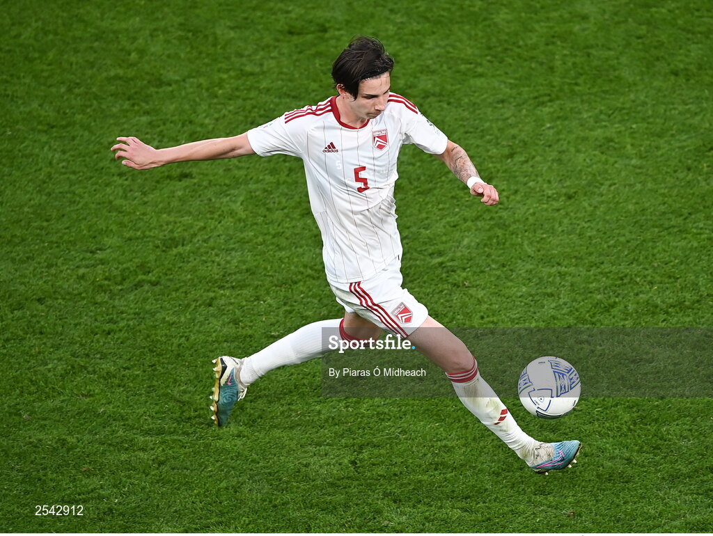 19 June 2023; Louie Annesley of Gibraltar during the UEFA EURO 2024 Championship qualifying group B match between Republic of Ireland and Gibraltar at the Aviva Stadium in Dublin. Photo by Piaras Ó Mídheach/Sportsfile