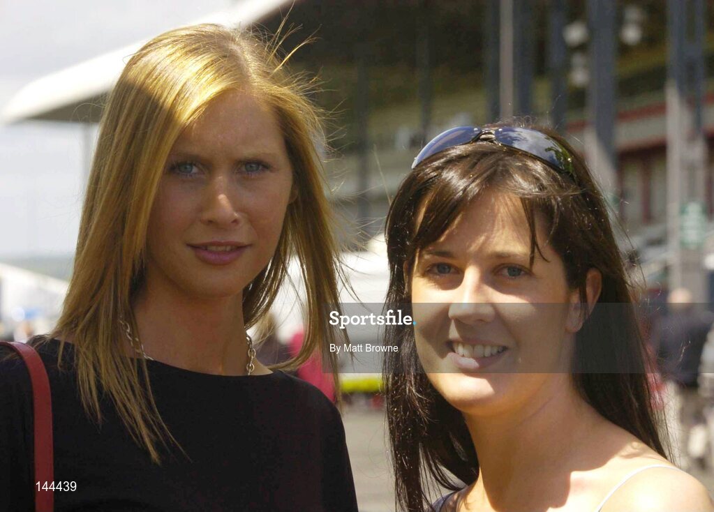 26 June 2004; Linda Ardill, left, with Nicola McGlade, both  from Dublin, at the Curragh Racecourse, Co. Kildare. Picture credit; Matt Browne / SPORTSFILE