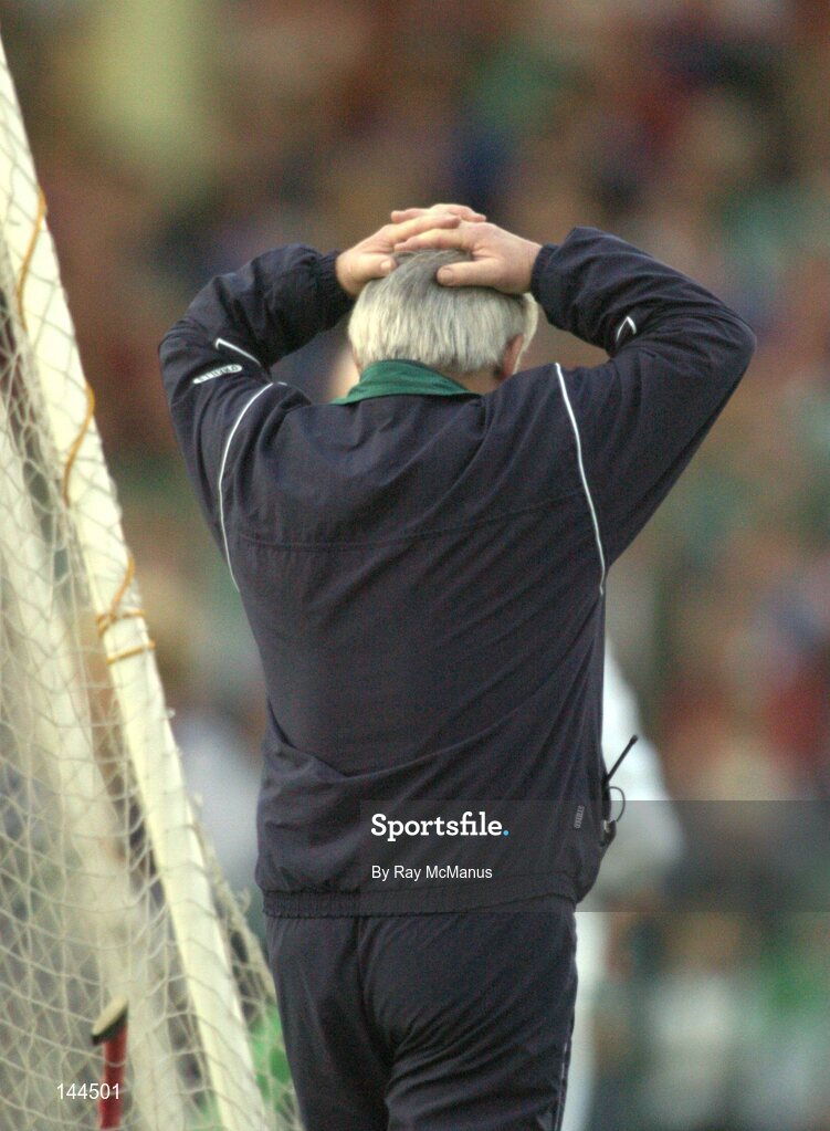 26 June 2004; Limerick manager Pad Joe Whelahan reacts to Tipperary's second goal. Guinness Senior Hurling Championship Qualifier, Round 1, Limerick v Tipperary, Gaelic Grounds, Limerick. Picture credit; Ray McManus / SPORTSFILE