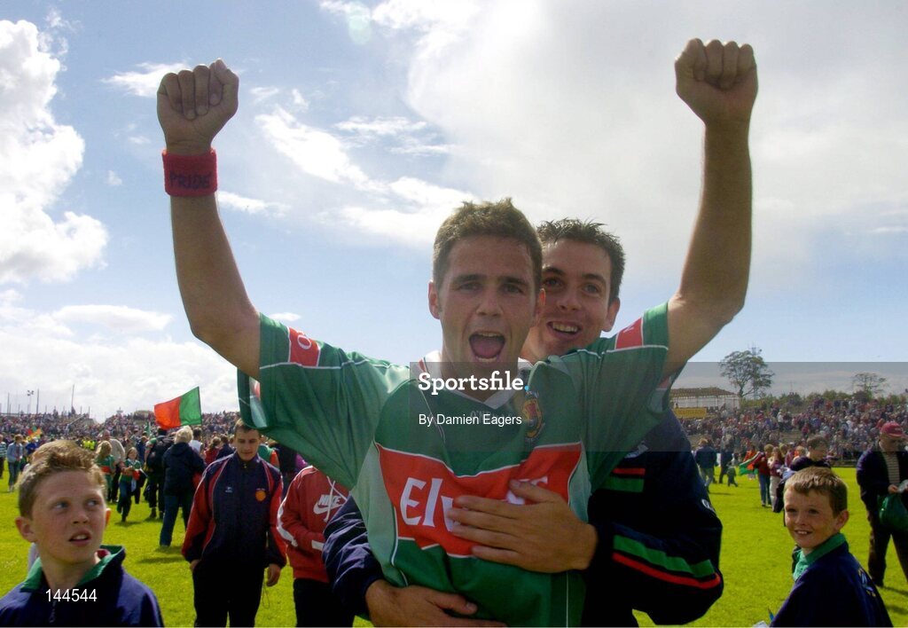 27 June 2004; Mayo's James Gill celebrates victory over Galway. Bank of Ireland Connacht Senior Football Championship Semi-Final, Mayo v Galway, McHale Park, Castlebar, Co. Mayo. Picture credit; Damien Eagers / SPORTSFILE