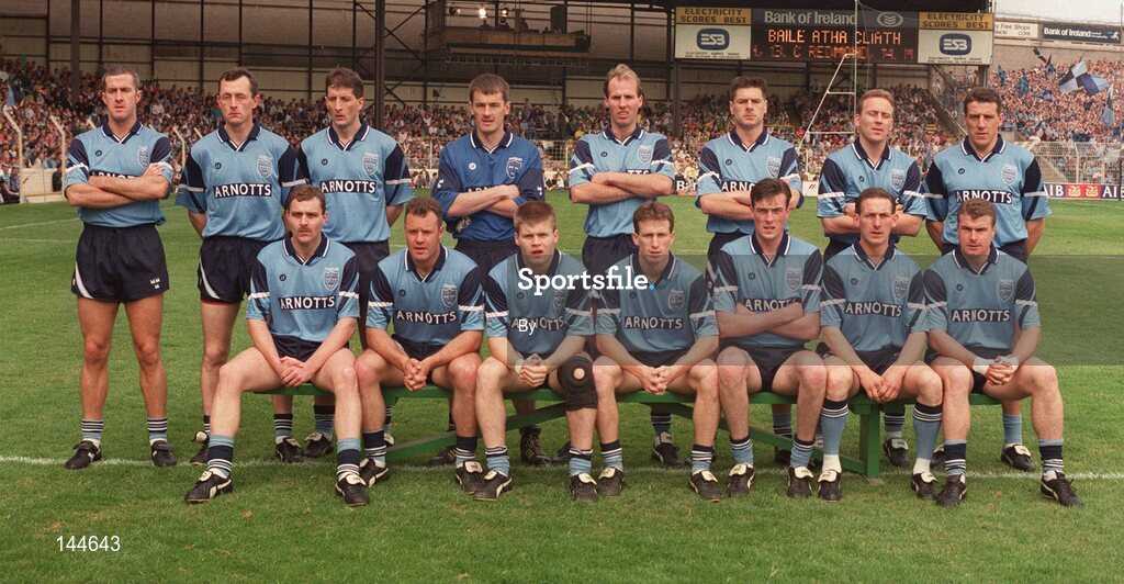 21 August 1994; The Dublin team, back row, left to right, Paul Clarke, Dermot Deasy, Mick Galvin, John O'Leary, Brian Stynes, Paddy Moran, Keith Barr and Jack Sheedy. Front row, left to right, Ciaran Walsh, Vinny Murphy, Dessie Farrell, Niall Guiden, Pat Gilroy, Mick Deegan and Charlie Redmond. Bank of Ireland Football Championship Semi Final, Dublin v Leitrim. Croke Park. Dublin. Picture credit; Ray McManus / SPORTSFILE