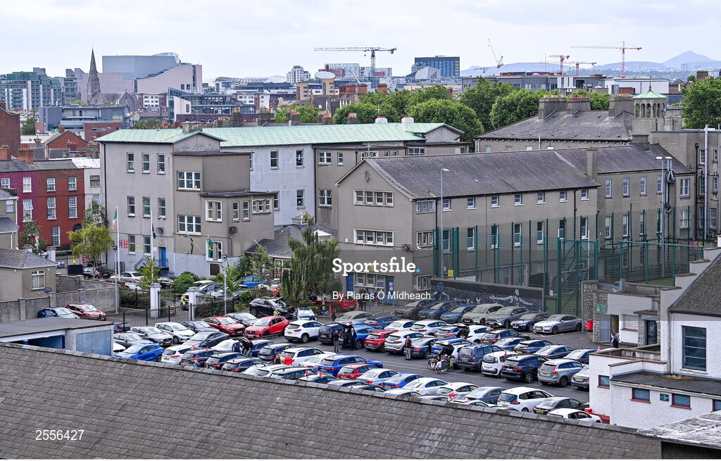 2 July 2023; Spectators park their cars near the ground before the GAA Football All-Ireland Senior Championship quarter-final match between Derry and Cork at Croke Park in Dublin. Photo by Piaras Ó Mídheach/Sportsfile