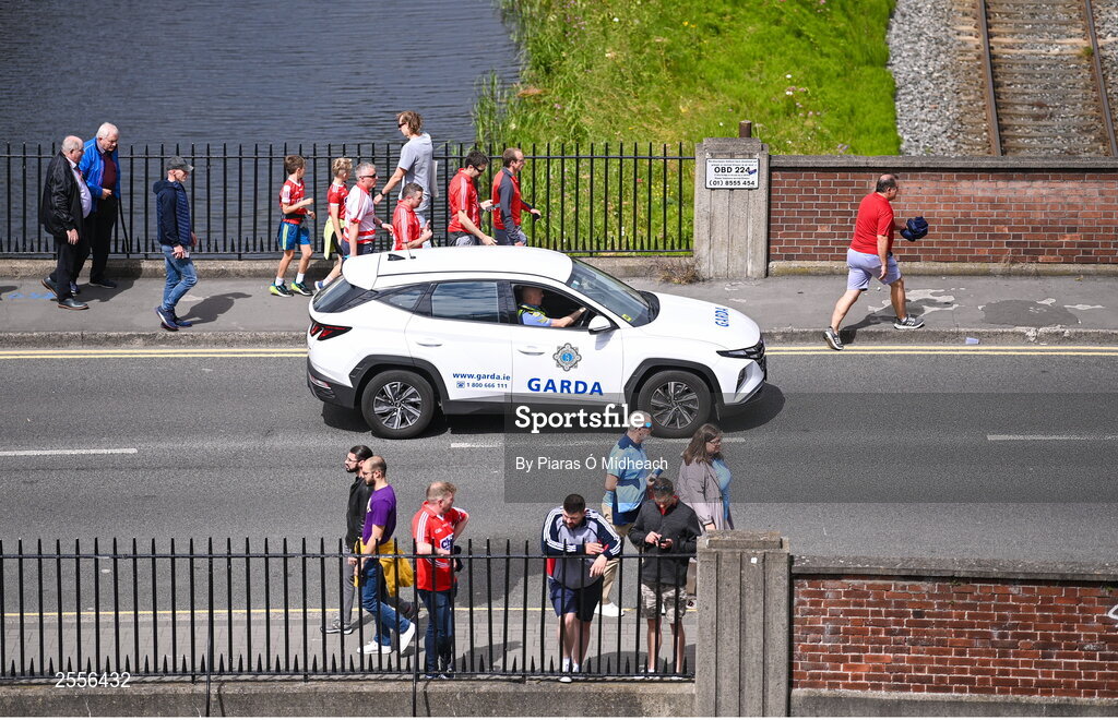 2 July 2023; A Garda car near the ground before the GAA Football All-Ireland Senior Championship quarter-final match between Derry and Cork at Croke Park in Dublin. Photo by Piaras Ó Mídheach/Sportsfile