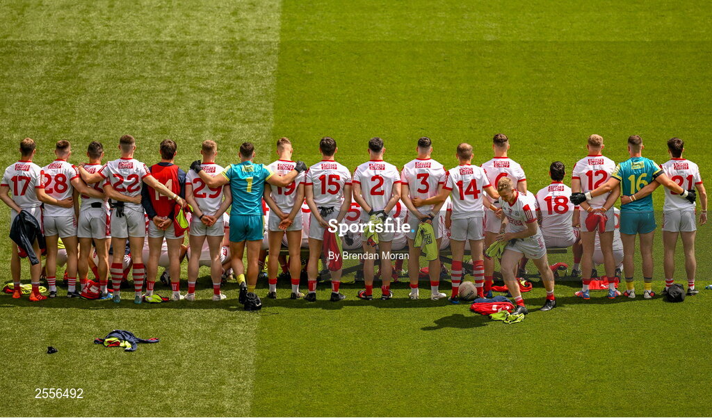 2 July 2023; Ruairi Deane of Cork breaks from the Cork team photograph before the GAA Football All-Ireland Senior Championship quarter-final match between Derry and Cork at Croke Park in Dublin. Photo by Brendan Moran/Sportsfile