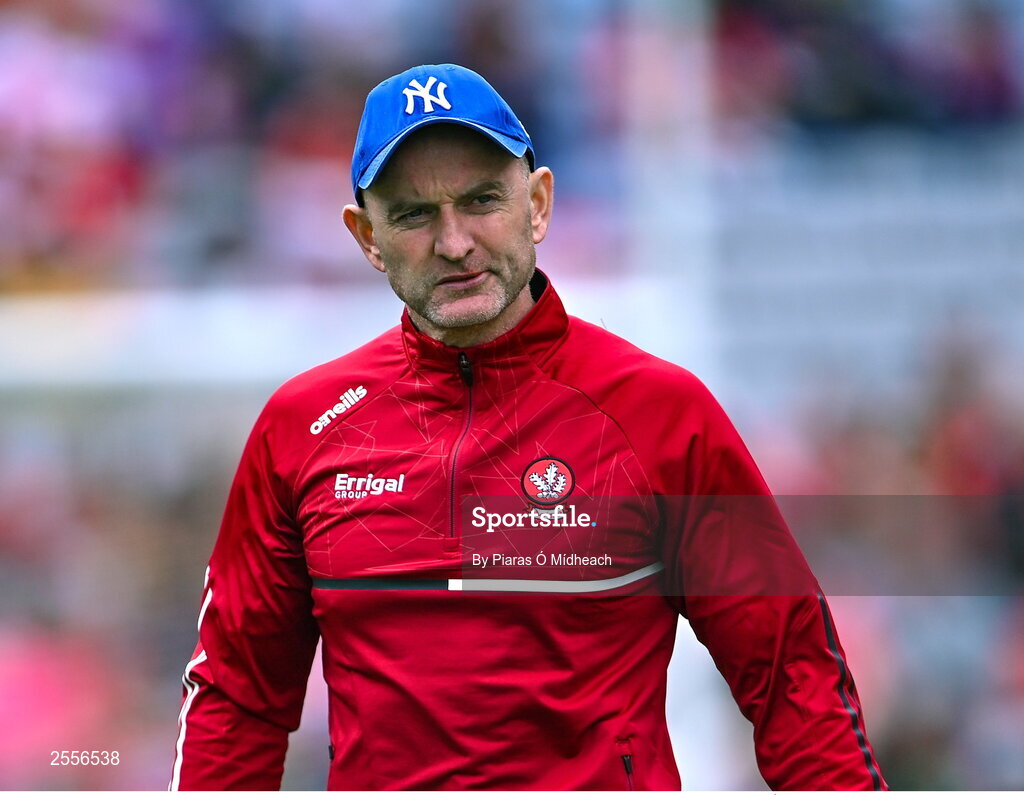 2 July 2023; Derry manager Ciarán Meenagh before the GAA Football All-Ireland Senior Championship quarter-final match between Derry and Cork at Croke Park in Dublin. Photo by Piaras Ó Mídheach/Sportsfile